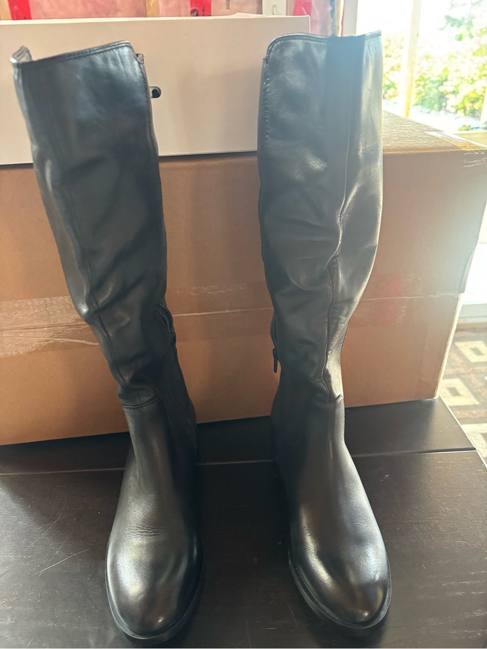 Women's Black Leather Knee-High Boots